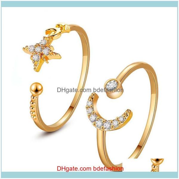 cluster rings jewelryadjustable opening fashion moon star beads with diamond gold ring for women classic copper finger jewelry aessories dro, Golden;silver
cluster rings jewelryadjustable opening fashion moon star beads with diamond gold ring for women classic copper finger jewelry aessories dro, Golden;silver