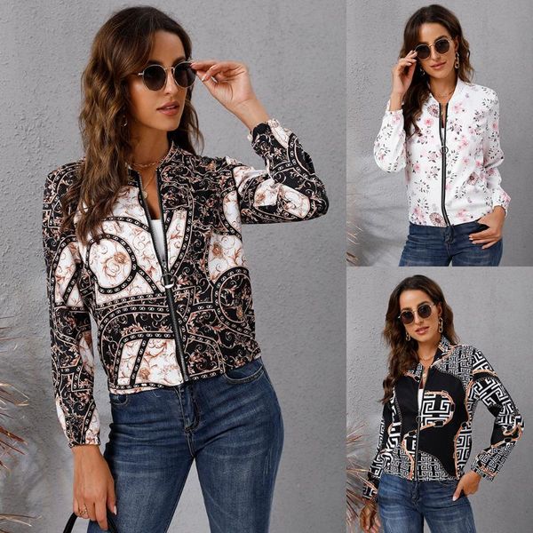 women's jackets elegant women slim jacket fashion print zip coat for womens office lady causal short street outerwear, Black;brown
women's jackets elegant women slim jacket fashion print zip coat for womens office lady causal short street outerwear, Black;brown