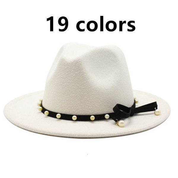 2021 new felt large brim solid belt pearl bowknot elegant autumn winter women men wedding fascinator white pink fedora hats 541z, Blue;gray
2021 new felt large brim solid belt pearl bowknot elegant autumn winter women men wedding fascinator white pink fedora hats 541z, Blue;gray