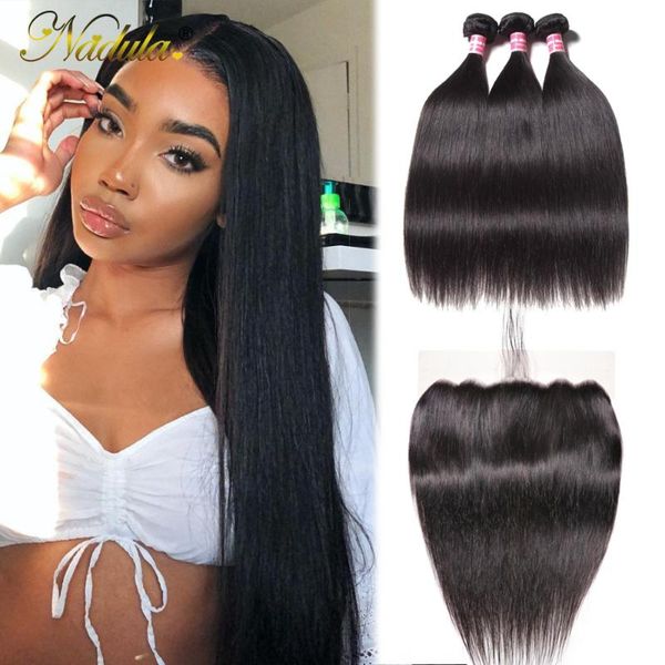 human hair bulks nadula lace frontal closure with bundles straight brazilian remy, Black
human hair bulks nadula lace frontal closure with bundles straight brazilian remy, Black