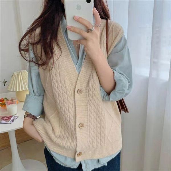 women's knits & tees preppy single breasted knit vest spring autumn sleeveless sweater women knitted crop casual waistcoat outwear, White
women's knits & tees preppy single breasted knit vest spring autumn sleeveless sweater women knitted crop casual waistcoat outwear, White