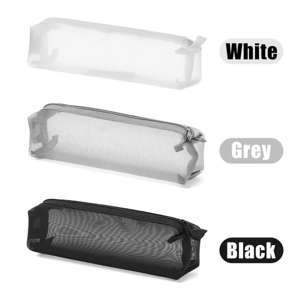 black/white/gray transparent zippered pen bag nylon mesh pencil case office student pen box stationery storage tool
black/white/gray transparent zippered pen bag nylon mesh pencil case office student pen box stationery storage tool