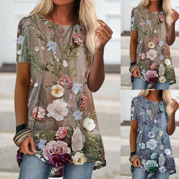 women's t-shirt 2021 summer tee shirt women round neck short sleeve casual flower print vintage pullover female elegant streetwear t-s, White
women's t-shirt 2021 summer tee shirt women round neck short sleeve casual flower print vintage pullover female elegant streetwear t-s, White