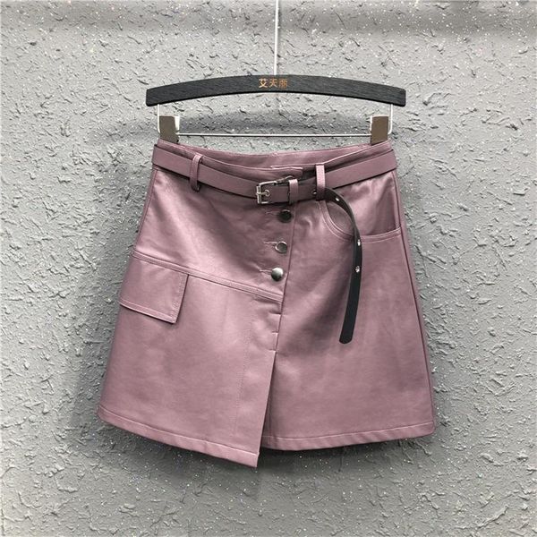 skirts 2021 irregular fashion short skirt shows thin high waist a-line leather hong kong style women's (belt), Black
skirts 2021 irregular fashion short skirt shows thin high waist a-line leather hong kong style women's (belt), Black