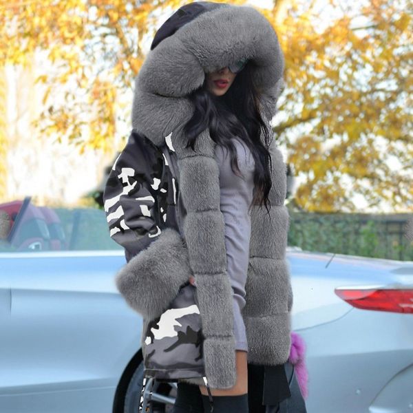 2021 New Fur Collar for Women Winter Fashion Camouflage Hooded Warm Thick Coat Long Parka Europe 20an, Black
2021 New Fur Collar for Women Winter Fashion Camouflage Hooded Warm Thick Coat Long Parka Europe 20an, Black