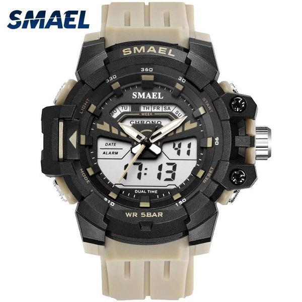 wristwatches smael fashion casual quartz men's watch luminous hands digital dual display timer waterproof rubber bracelet, Slivery;brown
wristwatches smael fashion casual quartz men's watch luminous hands digital dual display timer waterproof rubber bracelet, Slivery;brown