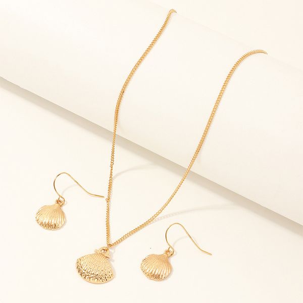 sz0384 jewelry ocean series metal shell necklace versatile temperament scallop earring set, Silver
sz0384 jewelry ocean series metal shell necklace versatile temperament scallop earring set, Silver