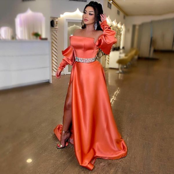 party dresses coral strapless satin prom off the shoulder long sleeves side split evening dress with beaded sequins sash gowns, White;black
party dresses coral strapless satin prom off the shoulder long sleeves side split evening dress with beaded sequins sash gowns, White;black