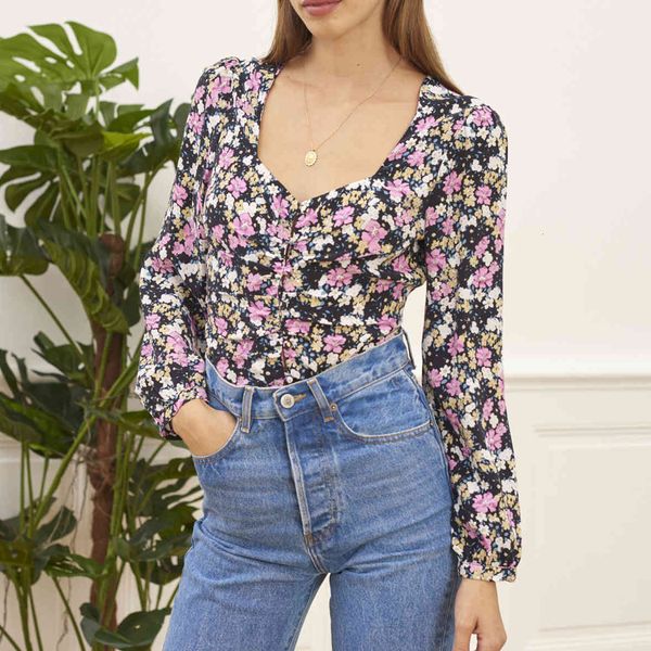 women's suits & blazers suit spring viscose floral blouse ladies sweet long sleeve slim square collar pleated shirt and with bu w15t, White;black
women's suits & blazers suit spring viscose floral blouse ladies sweet long sleeve slim square collar pleated shirt and with bu w15t, White;black
