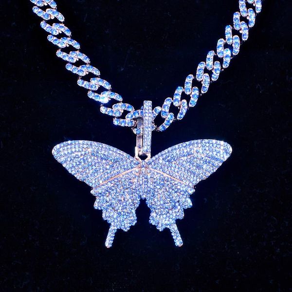 pendant necklaces fashion silver color 12mm cuban link chain big butterfly necklace women charm iced sapphire hip hop choker jewelry gift
pendant necklaces fashion silver color 12mm cuban link chain big butterfly necklace women charm iced sapphire hip hop choker jewelry gift