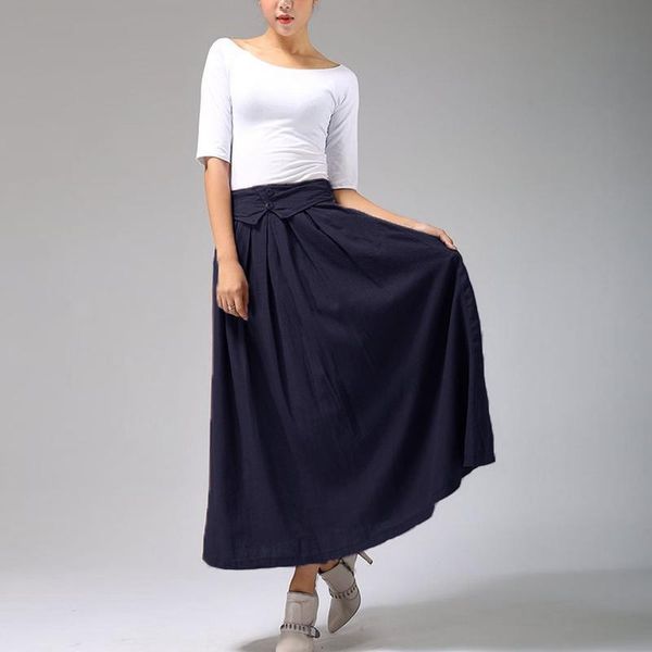 skirts 2021 vintage women midi skirt high elastic waist pleated female cotton linen bottons casual loose office lada-line, Black
skirts 2021 vintage women midi skirt high elastic waist pleated female cotton linen bottons casual loose office lada-line, Black