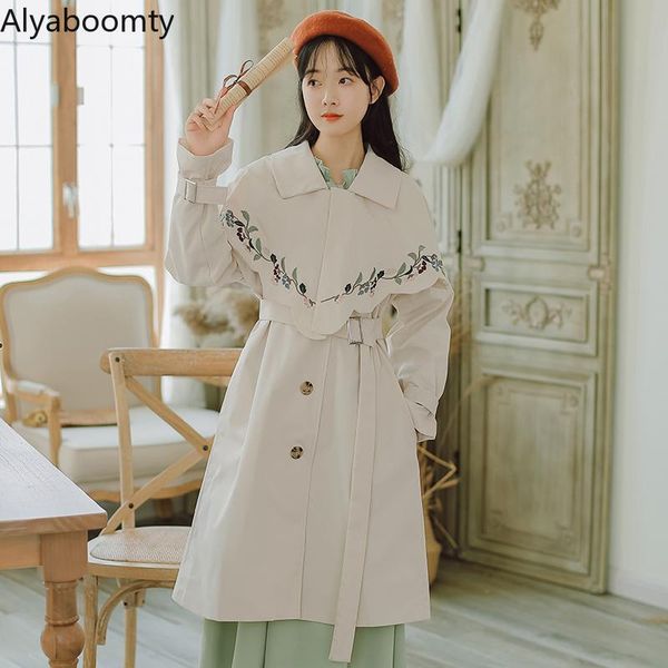 women's trench coats mori girl spring autumn women turn-down collar apricot khaki floral embroidery long coat vintage elegant stylish o, Tan;black
women's trench coats mori girl spring autumn women turn-down collar apricot khaki floral embroidery long coat vintage elegant stylish o, Tan;black