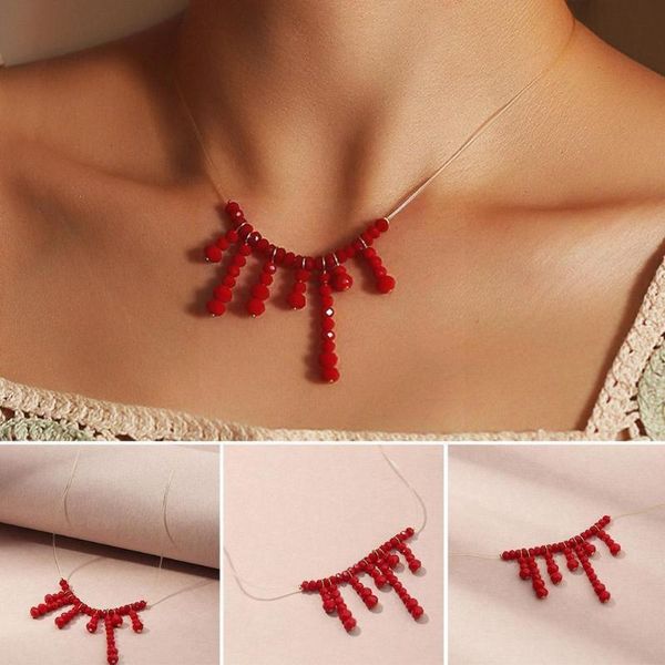 chains fashion halloween blood drop necklace exaggerated rice red bead women accessories jewelry funny party j1z7, Silver
chains fashion halloween blood drop necklace exaggerated rice red bead women accessories jewelry funny party j1z7, Silver