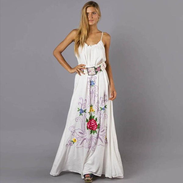 casual dresses boho women summer dress 100% rayon floral embroidery white maxi loose chic backless suspender long vestidos, Black;gray
casual dresses boho women summer dress 100% rayon floral embroidery white maxi loose chic backless suspender long vestidos, Black;gray