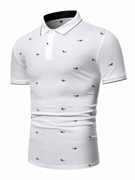 men fish bone print polo shirt f7tv#, White;black
men fish bone print polo shirt f7tv#, White;black