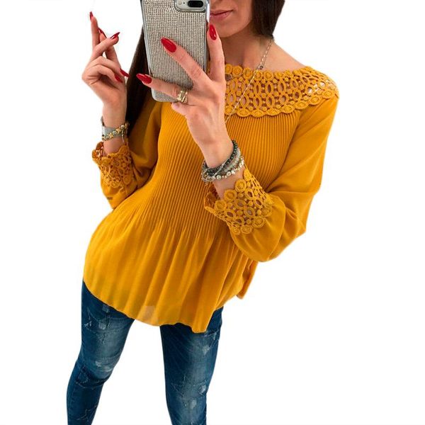 women's blouses & shirts off shoulder women loose lace patchwork spring sutumn long sleeve fashion casual hollow out sexy, White
women's blouses & shirts off shoulder women loose lace patchwork spring sutumn long sleeve fashion casual hollow out sexy, White