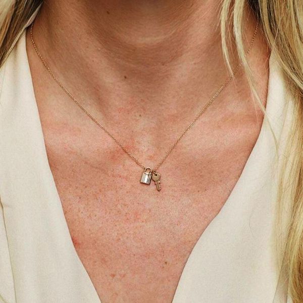 chains fashion key lock punk pendant necklace jewelry for women girls simple female trendy gold color clavicle chain necklaces 2021, Silver
chains fashion key lock punk pendant necklace jewelry for women girls simple female trendy gold color clavicle chain necklaces 2021, Silver
