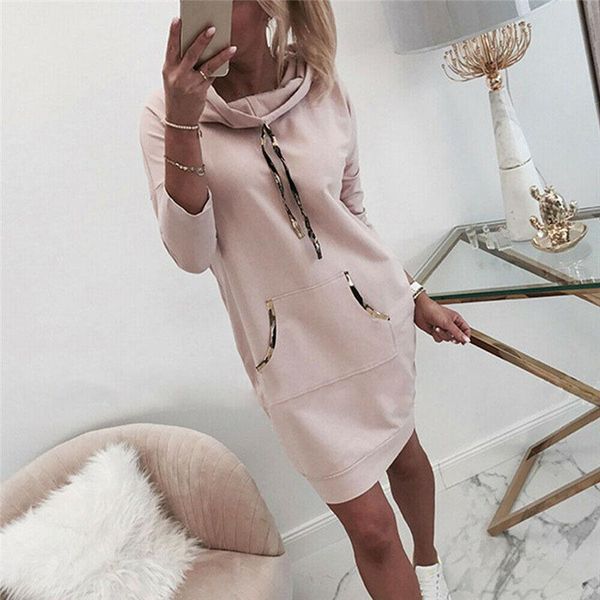 fashion lapel pocket drawstring hooded pullover dress women long sleeve solid color jumper, Black;gray
fashion lapel pocket drawstring hooded pullover dress women long sleeve solid color jumper, Black;gray