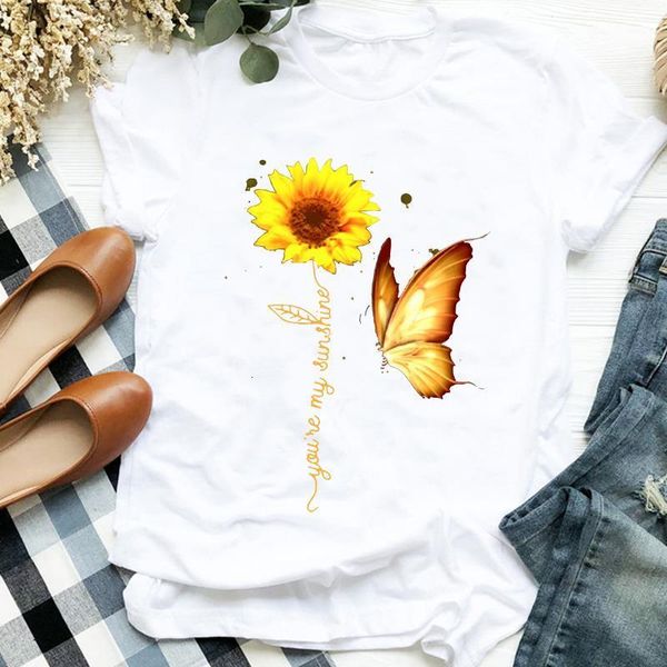 women lady butterfly sunflower watercolor 90s style cute print shirt t tee for womens clothes tshirt female graphic t-shirt, White
women lady butterfly sunflower watercolor 90s style cute print shirt t tee for womens clothes tshirt female graphic t-shirt, White