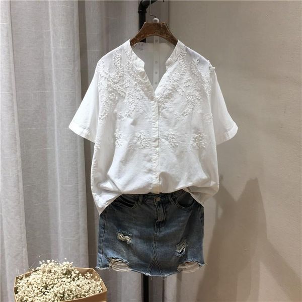 3d flowers stitch wheat v neck short sleeve cotton shirt blouse v neck 2021 summer drop shipping good quality, White
3d flowers stitch wheat v neck short sleeve cotton shirt blouse v neck 2021 summer drop shipping good quality, White