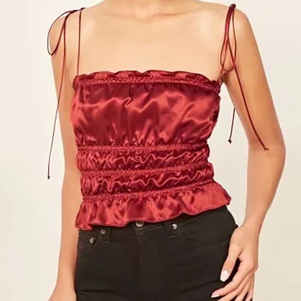 women's tanks & camis women summer red fashion pleated sling 2021 chic gril yellow short crop casual solid ropa mujer, White
women's tanks & camis women summer red fashion pleated sling 2021 chic gril yellow short crop casual solid ropa mujer, White