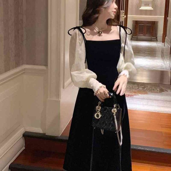 casual dresses black veet long sleeve dr's and winter french women's temperament high-end autumn hepburn small black skirt, Black;gray
casual dresses black veet long sleeve dr's and winter french women's temperament high-end autumn hepburn small black skirt, Black;gray