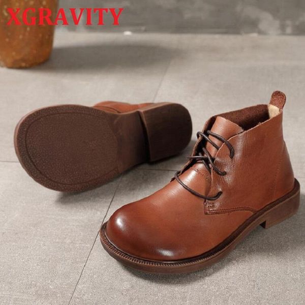 boots xgravity autumn winter ankle female fashion cow genuine leather vintage lace up flat shoes s160, Black
boots xgravity autumn winter ankle female fashion cow genuine leather vintage lace up flat shoes s160, Black