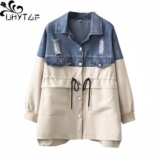 women's jackets uhytgf spring denim jacket female fashion stitching hole loose casual 4xl oversized jeans elegant womens clothing 991, Black;brown
women's jackets uhytgf spring denim jacket female fashion stitching hole loose casual 4xl oversized jeans elegant womens clothing 991, Black;brown