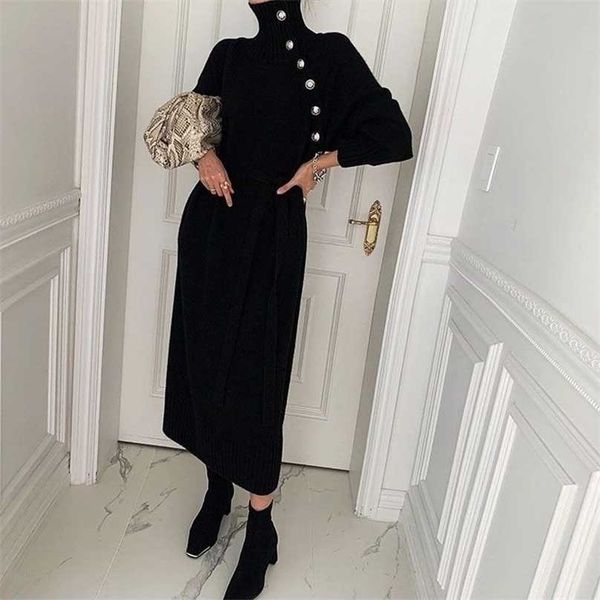 elegant sweater dress female fashion casual loose turtleneck solid pullover sash tie up robe femme autumn winter party 211109, Black;gray
elegant sweater dress female fashion casual loose turtleneck solid pullover sash tie up robe femme autumn winter party 211109, Black;gray