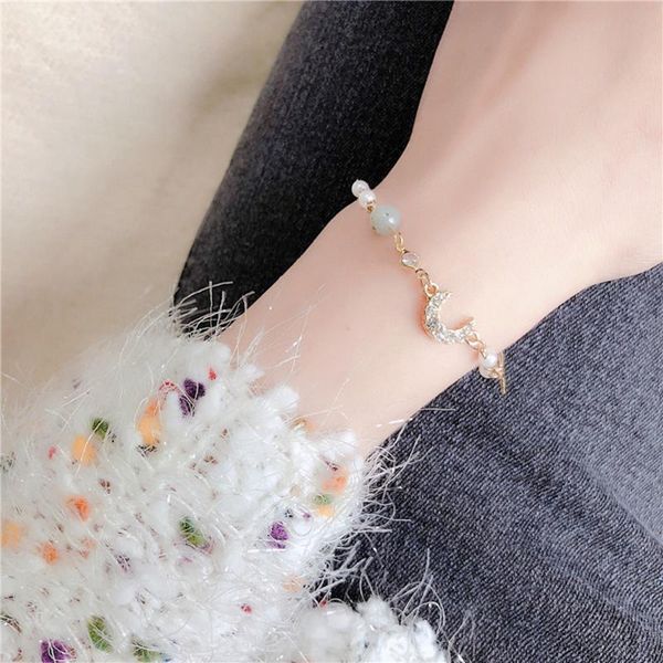 link, chain korean simple pearl women's bracelet female crystal student sweet romantic fashion star moon pendant bangle jewelry gift, Black
link, chain korean simple pearl women's bracelet female crystal student sweet romantic fashion star moon pendant bangle jewelry gift, Black
