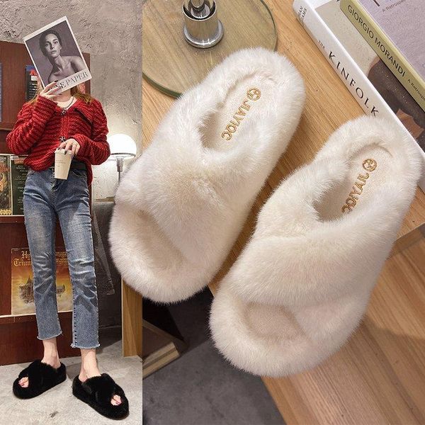 slippers warm faux fur women shoes winter ladies flip flops flat heel casual plush women's furry indoor slides, Black
slippers warm faux fur women shoes winter ladies flip flops flat heel casual plush women's furry indoor slides, Black