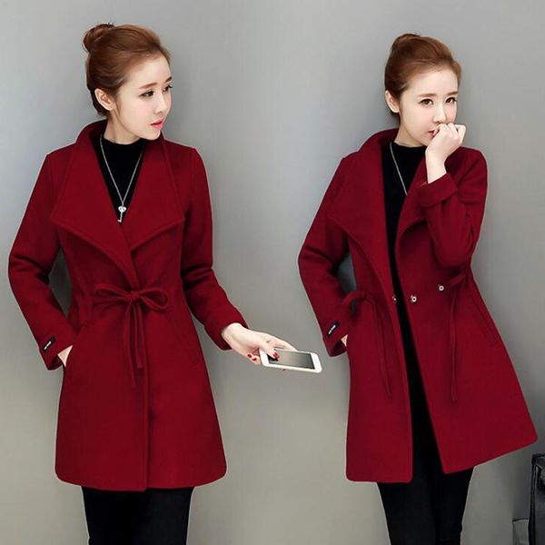 women's wool & blends fashion women coat famale medium-long spring autumn winter skinny blend outerwear, Black
women's wool & blends fashion women coat famale medium-long spring autumn winter skinny blend outerwear, Black