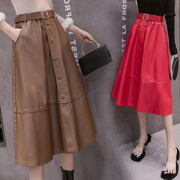 skirts women 2021 spring autumn pu faux leather midi skirt female high waist vintage a-line chic mid-calf umbrella g39, Black
skirts women 2021 spring autumn pu faux leather midi skirt female high waist vintage a-line chic mid-calf umbrella g39, Black