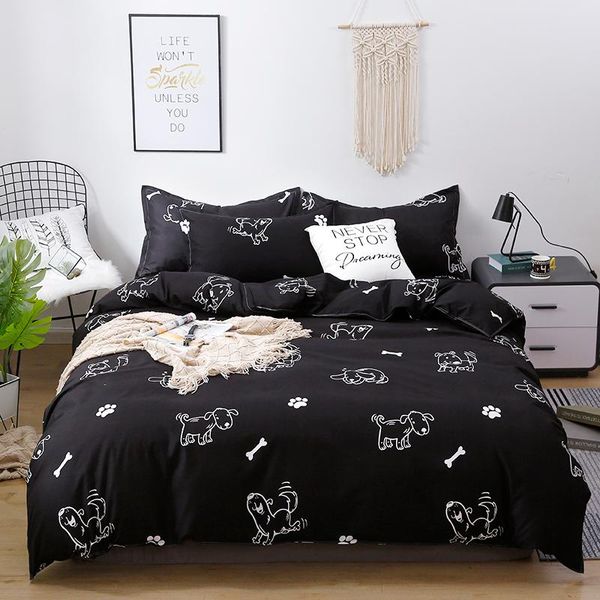 bedding sets simple set carton black dog duvet cover sheet with pillowcase full size cute bedclothes
bedding sets simple set carton black dog duvet cover sheet with pillowcase full size cute bedclothes