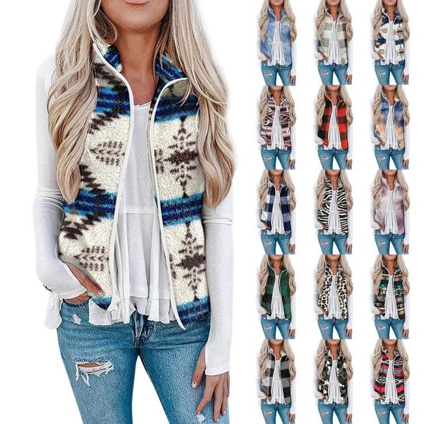women's vests ladies leopard print vest jacket pocket zipper plush check tie-dye lapel women sleeveless, Black;white
women's vests ladies leopard print vest jacket pocket zipper plush check tie-dye lapel women sleeveless, Black;white