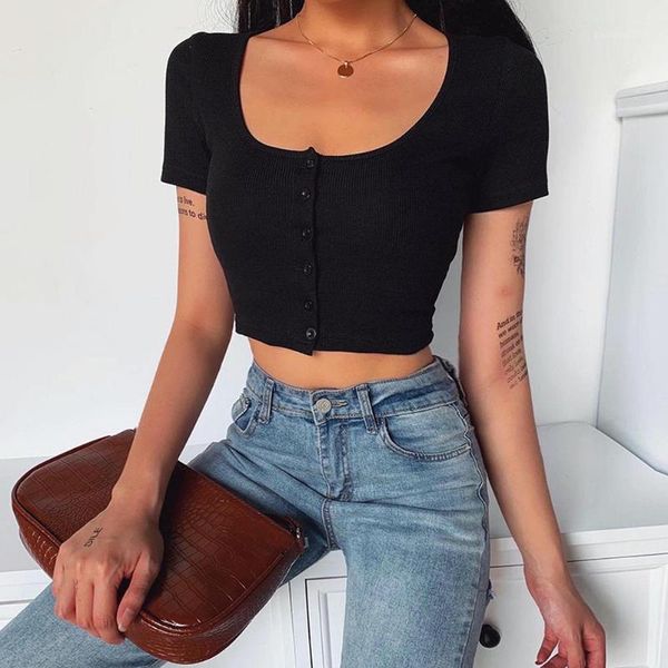 women's t-shirt greygem woman solid crop with short sleeve for summer screw thread vintage clothes square collar goth t-shirts, White
women's t-shirt greygem woman solid crop with short sleeve for summer screw thread vintage clothes square collar goth t-shirts, White