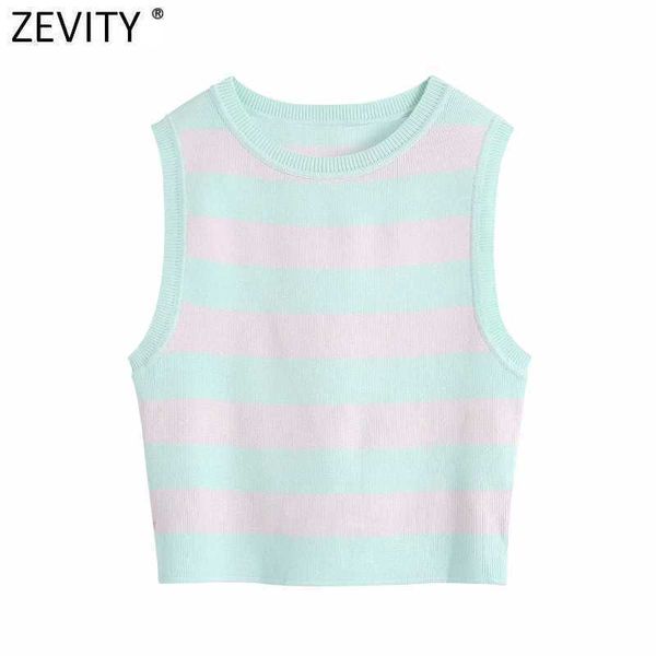 zevity women fashion striped print short knitting sweater female chic o neck sleeveless slim vest pullovers sw816 210603, White;black
zevity women fashion striped print short knitting sweater female chic o neck sleeveless slim vest pullovers sw816 210603, White;black