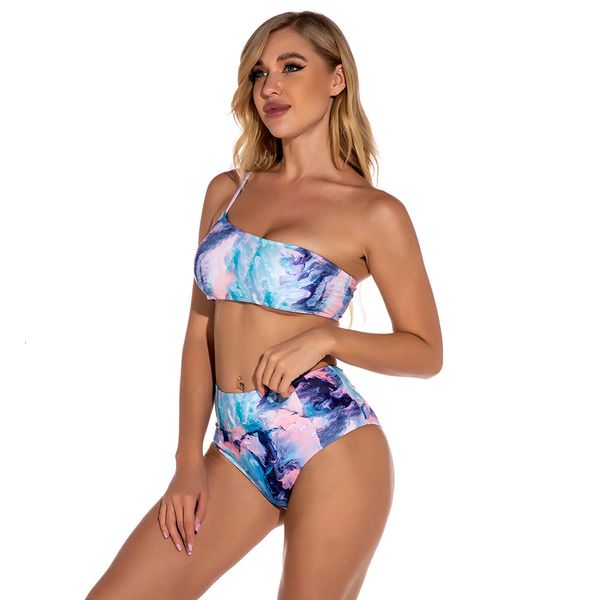 dye 2021 shoulder new women's tie one printed high waist split swimsuit bikini, White;black
dye 2021 shoulder new women's tie one printed high waist split swimsuit bikini, White;black
