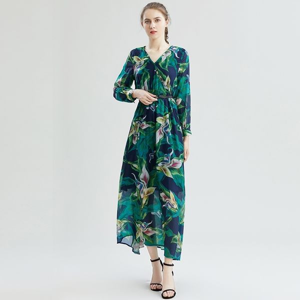runway spring summer green floral beach long dress women sleeve v-neck charming flower elegant chiffon maxi with belt 210603, Black;gray
runway spring summer green floral beach long dress women sleeve v-neck charming flower elegant chiffon maxi with belt 210603, Black;gray