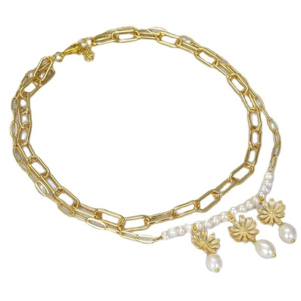 pendant necklaces jk 17'' natural white pearl gold plated flower rice chain necklace, Silver
pendant necklaces jk 17'' natural white pearl gold plated flower rice chain necklace, Silver