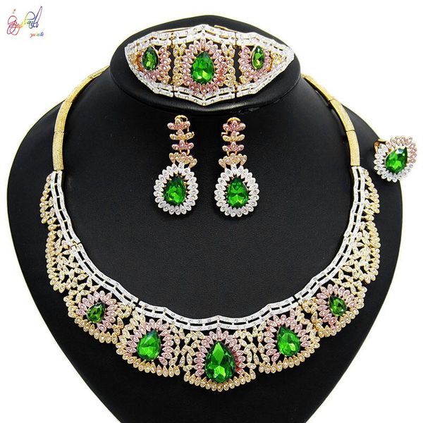 earrings & necklace yulaili dubai gold jewelry sets for women wedding bridal green opal full crystal stud bracelet ring jewelery, Silver
earrings & necklace yulaili dubai gold jewelry sets for women wedding bridal green opal full crystal stud bracelet ring jewelery, Silver