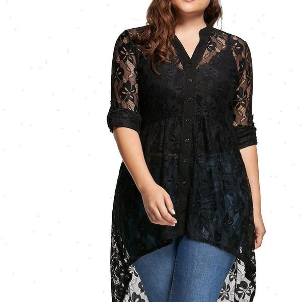 lace blusas femininas women ladies plus size blouse long sleeve lace shirt perspective button up female womens clothing, White
lace blusas femininas women ladies plus size blouse long sleeve lace shirt perspective button up female womens clothing, White