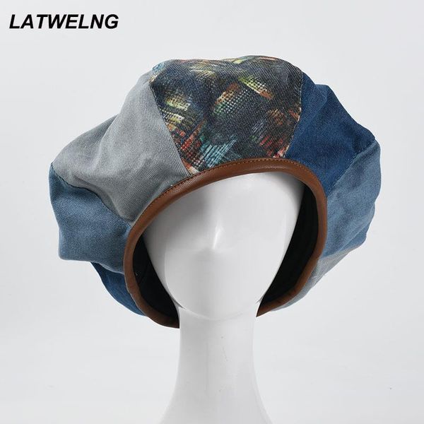 berets 2021 fashion pacthwork denim beret for women designer large version cloud hat retro painter wholesale, Blue;gray
berets 2021 fashion pacthwork denim beret for women designer large version cloud hat retro painter wholesale, Blue;gray