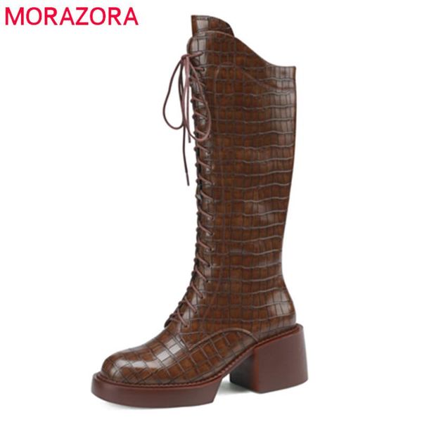 boots morazora 2022 plus size 41 genuine leather women knee high cross tied heels platform shoes riding, Black
boots morazora 2022 plus size 41 genuine leather women knee high cross tied heels platform shoes riding, Black