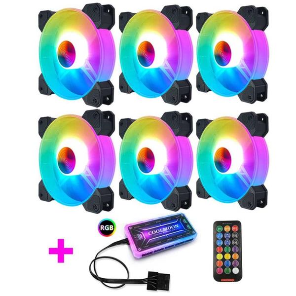 6pcs rgb cooler fan 120mm adjust led cooling pc computer case heatsink silent fans gaming with controller & coolings
6pcs rgb cooler fan 120mm adjust led cooling pc computer case heatsink silent fans gaming with controller & coolings