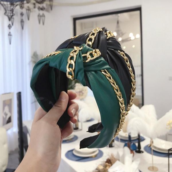 hair accessories 2021 fashion gold metal chain pu leather bands for women clips punk headband girls hairpin opaska
hair accessories 2021 fashion gold metal chain pu leather bands for women clips punk headband girls hairpin opaska
