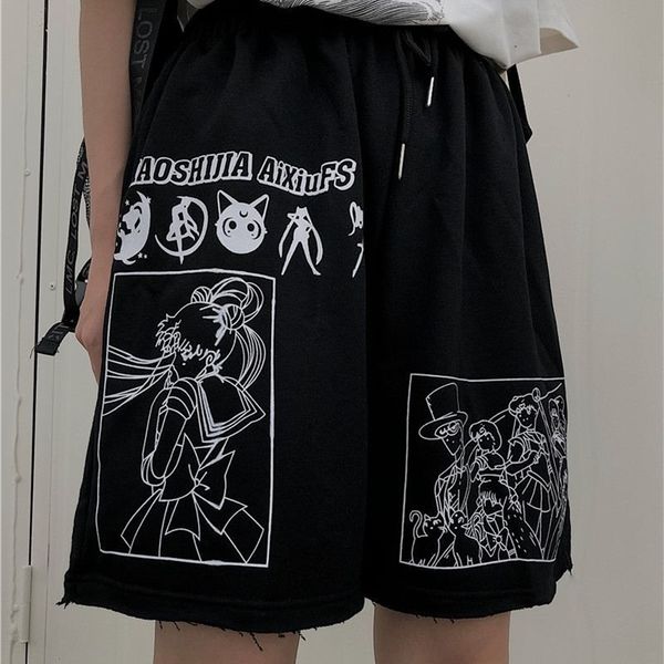 summer pans streetwear cartoon comic sailor moon letters print high waist shorts casual loose elastic waist straight shorts 210306, White;black
summer pans streetwear cartoon comic sailor moon letters print high waist shorts casual loose elastic waist straight shorts 210306, White;black