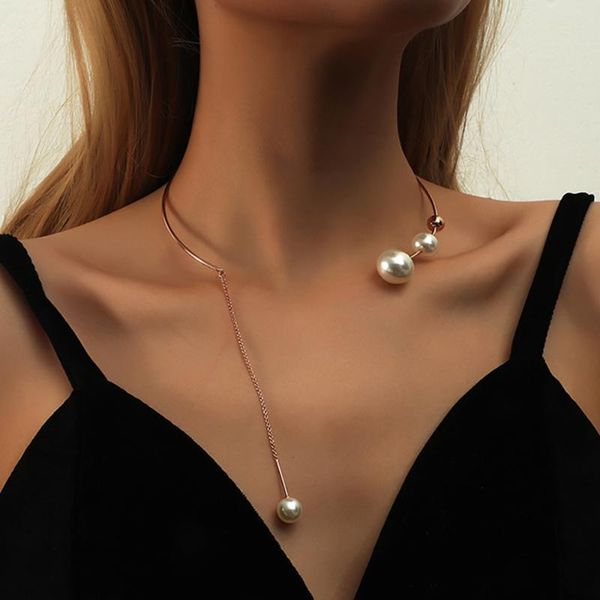 chains clavicle chain fashion necklace for women elegant big white imitation pearl choker wedding jewelry collar 2021, Silver
chains clavicle chain fashion necklace for women elegant big white imitation pearl choker wedding jewelry collar 2021, Silver