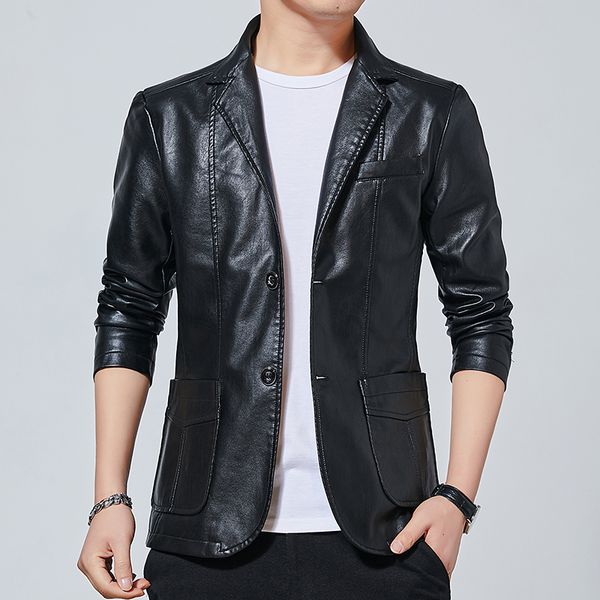 leather coat mens plus velvet leather jacket spring and autumn wild youth lapel pu leather jacket two button jacket, Black
leather coat mens plus velvet leather jacket spring and autumn wild youth lapel pu leather jacket two button jacket, Black