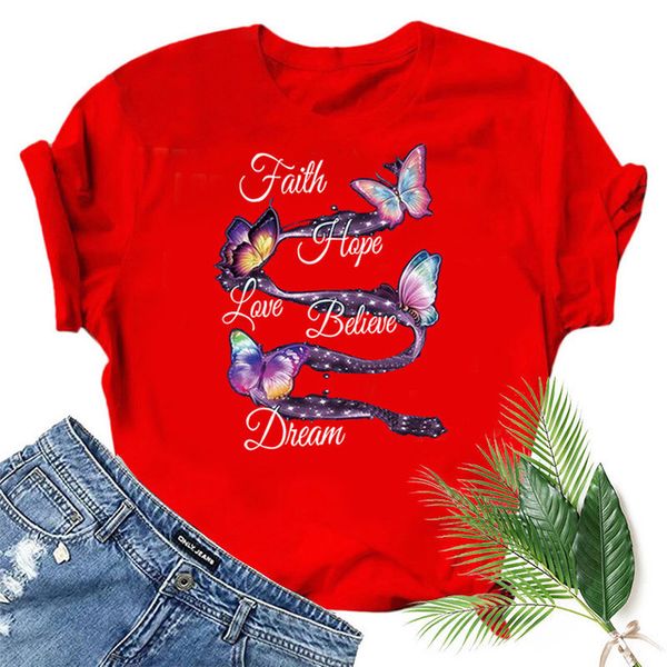 shipping new faith hope love believe dream butterfly print t-shirt with short sleeves, White
shipping new faith hope love believe dream butterfly print t-shirt with short sleeves, White